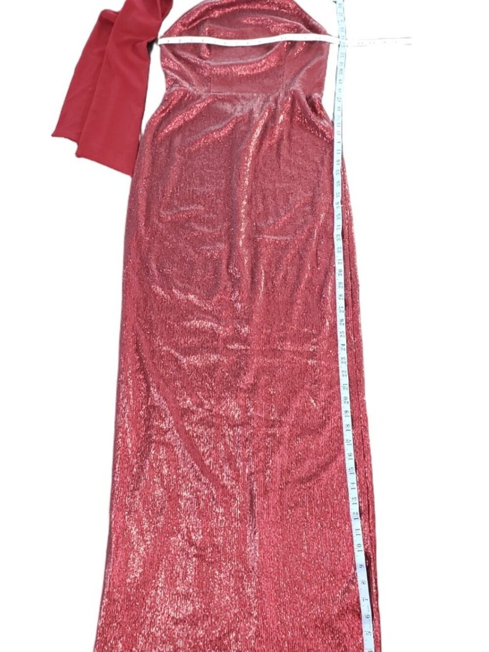 ABS Allen Schwartz Burgundy Sequin Halter Maxi Dress Size 8 - Picture 10 of 13